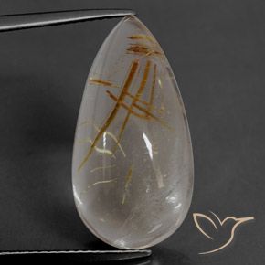 Quartz rutile Marron doré très clair naturelle En forme de poire, 12.63 ct, Transparent