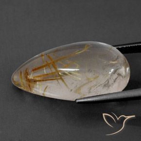 Quartz rutile Marron doré très clair naturelle En forme de poire, 12.63 ct, Transparent