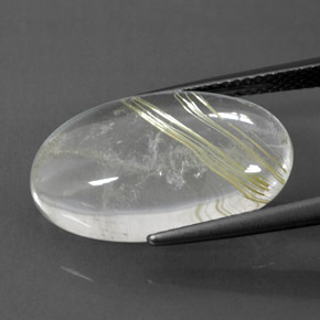 Quartz rutilé jaune naturelle coupe ovale, 12,47 ct, transparent