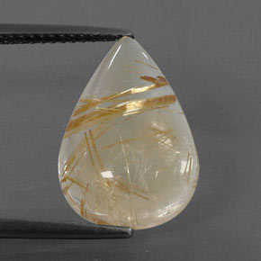 Quartz rutilé jaune naturelle en forme de poire, 6,38 ct, transparent