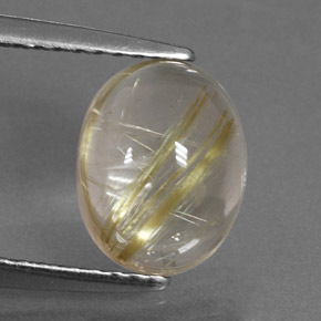 Quartz rutilé jaune naturelle coupe ovale, 2,29 ct, transparent