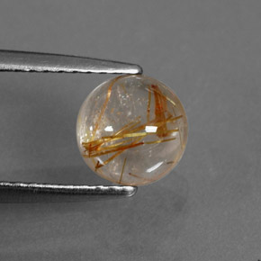 Quartz rutilé jaune naturelle coupe roude, 1,33 ct, transparent