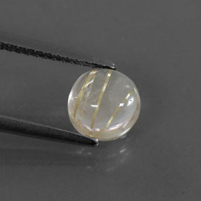 Quartz rutilé jaune naturelle coupe roude, 1,50 ct, transparent