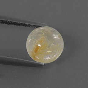 Quartz rutilé jaune naturelle coupe roude, 1,65 ct, transparent