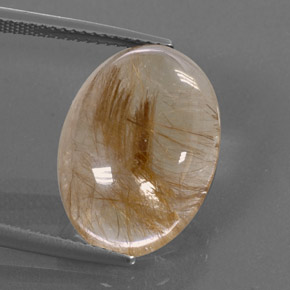 Quartz rutilé jaune naturelle coupe ovale, 14,50 ct, transparent