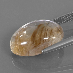 Quartz rutilé jaune naturelle coupe ovale, 14,50 ct, transparent