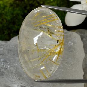 Quartz rutilé jaune naturelle coupe ovale, 42,48 ct, transparent