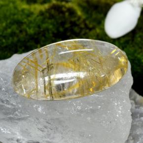 Quartz rutilé jaune naturelle coupe ovale, 42,48 ct, transparent