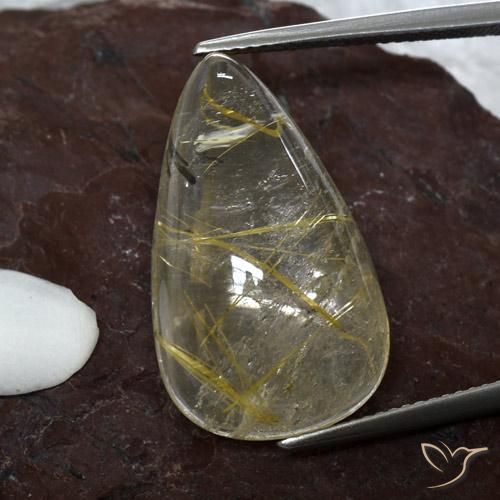 20.18ct Naturel Marron doré très clair Quartz rutile, En forme de poire, Transparent