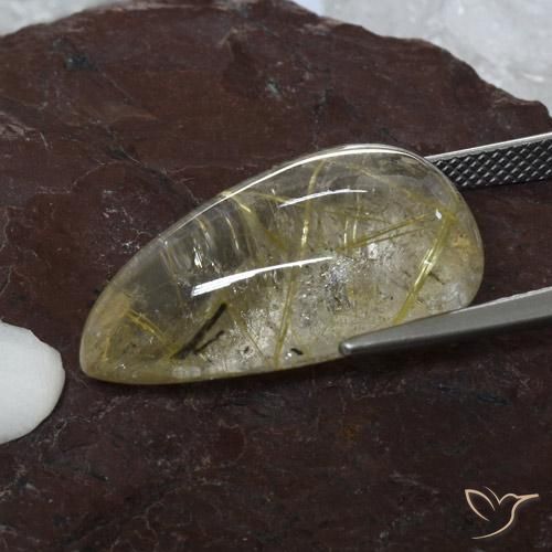Quartz rutile Marron doré très clair naturelle En forme de poire, 20.18 ct, Transparent