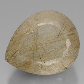 Quartz rutilé or naturelle en forme de poire, 60,42 ct, transparent