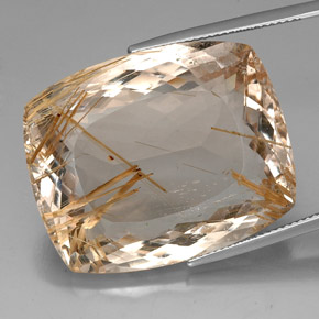 Quartz rutilé jaune naturelle coupe coussin, 64,50 ct, transparent