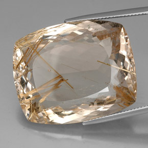 Quartz rutilé jaune naturelle coupe coussin, 64,50 ct, transparent