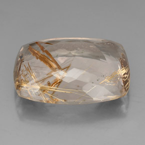 Quartz rutilé jaune naturelle coupe coussin, 64,50 ct, transparent