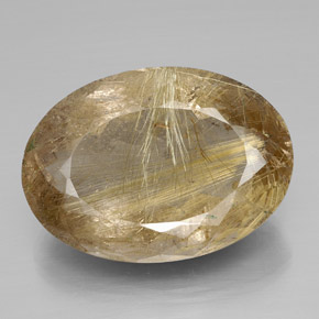 Quartz rutilé or naturelle coupe ovale, 66,47 ct, transparent