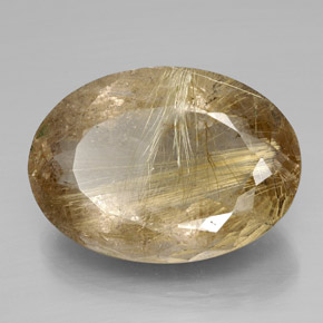 Quartz rutilé or naturelle coupe ovale, 66,47 ct, transparent