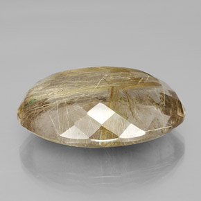 Quartz rutilé or naturelle coupe ovale, 66,47 ct, transparent