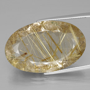 Quartz rutilé jaune naturelle coupe ovale, 34,67 ct, transparent