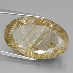Quartz rutilé jaune naturelle coupe ovale, 34,67 ct, transparent