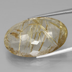 Quartz rutilé jaune naturelle coupe ovale, 34,67 ct, transparent