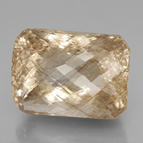 Quartz rutilé jaune naturelle taille émeraude, 93,79 ct, transparent