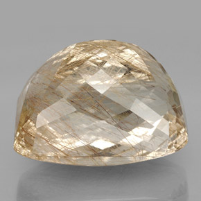 Quartz rutilé jaune naturelle taille émeraude, 93,79 ct, transparent