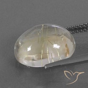 Quartz rutile Jaune terreux naturelle ovale, 5.43 ct, Transparent