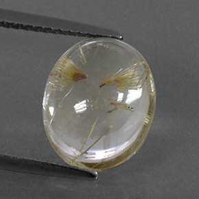 Quartz rutilé jaune naturelle coupe ovale, 4,89 ct, transparent