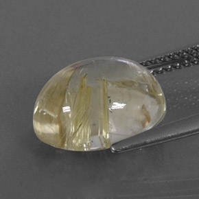 Quartz rutilé jaune naturelle coupe ovale, 4,89 ct, transparent