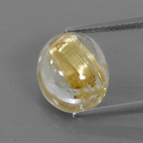 Quartz rutilé jaune naturelle coupe ovale, 4,46 ct, transparent