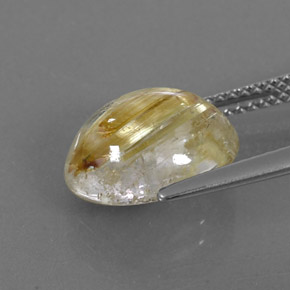 Quartz rutilé jaune naturelle coupe ovale, 4,46 ct, transparent