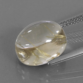 Quartz rutilé jaune naturelle coupe ovale, 7,12 ct, transparent