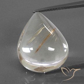 15.33ct Naturel Jaune clair Quartz rutile, En forme de poire, Transparent