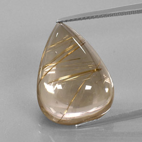 Quartz rutilé jaune naturelle en forme de poire, 18,76 ct, transparent