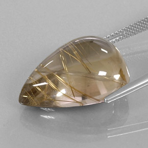 Quartz rutilé jaune naturelle en forme de poire, 18,76 ct, transparent