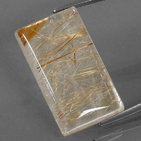 Quartz rutilé jaune naturelle baguette, 29,39 ct, transparent
