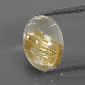 Quartz rutilé jaune naturelle coupe ovale, 6,93 ct, transparent