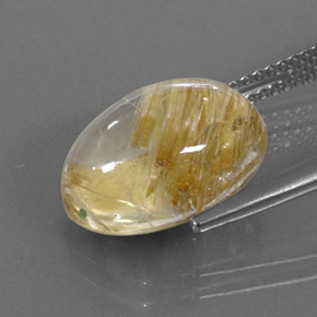 Quartz rutilé jaune naturelle coupe ovale, 6,93 ct, transparent