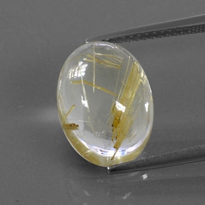 Quartz rutilé jaune naturelle coupe ovale, 7,25 ct, transparent