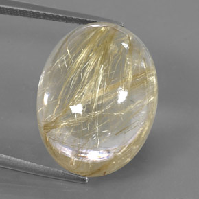 Quartz rutilé jaune naturelle coupe ovale, 22,76 ct, transparent