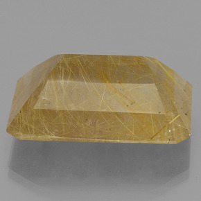 Quartz rutilé jaune naturelle taille émeraude, 34,58 ct, translucide