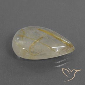 Quartz rutile Jaune terreux naturelle En forme de poire, 13.86 ct, Transparent