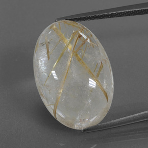Quartz rutilé doré naturelle coupe ovale, 18,47 ct, transparent