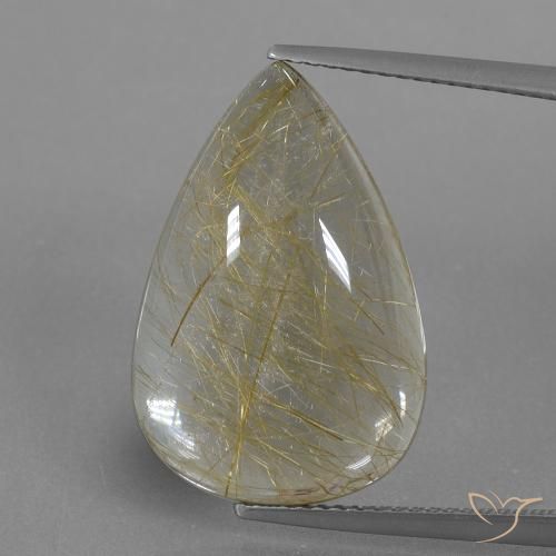 13.44ct Naturel Marron doré très clair Quartz rutile, En forme de poire, Transparent