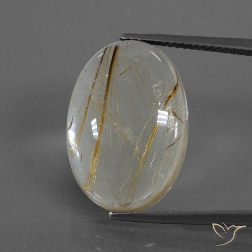 14.16ct Naturel Marron doré très clair Quartz rutile, ovale, Transparent