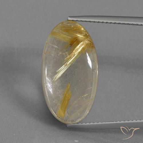 11.13ct Naturel Marron doré très clair Quartz rutile, ovale, Transparent