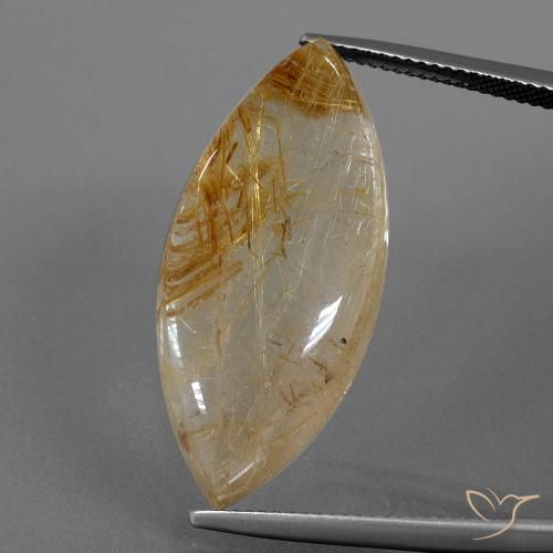 25.82ct Naturel Brun orangé Quartz rutile, Marquise, Transparent