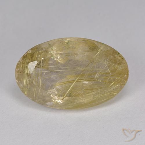 9.05ct Naturel Marron doré très clair Quartz rutile, ovale, Transparent