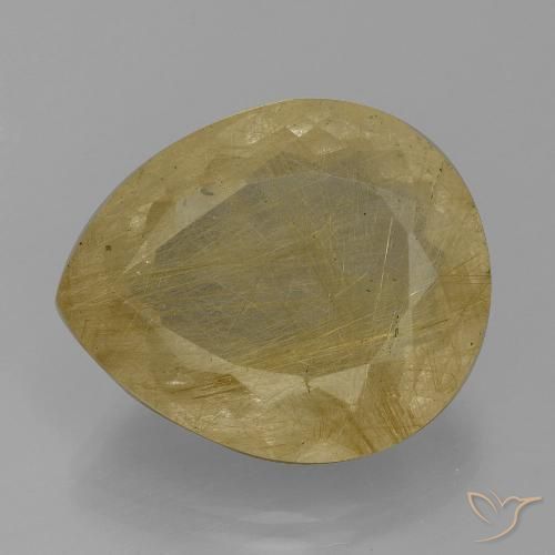 18.19ct Naturel Jaune clair Quartz rutile, En forme de poire, Transparent