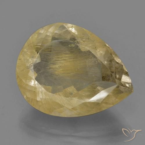 24.15ct Naturel Jaune chaud Quartz rutile, En forme de poire, Transparent